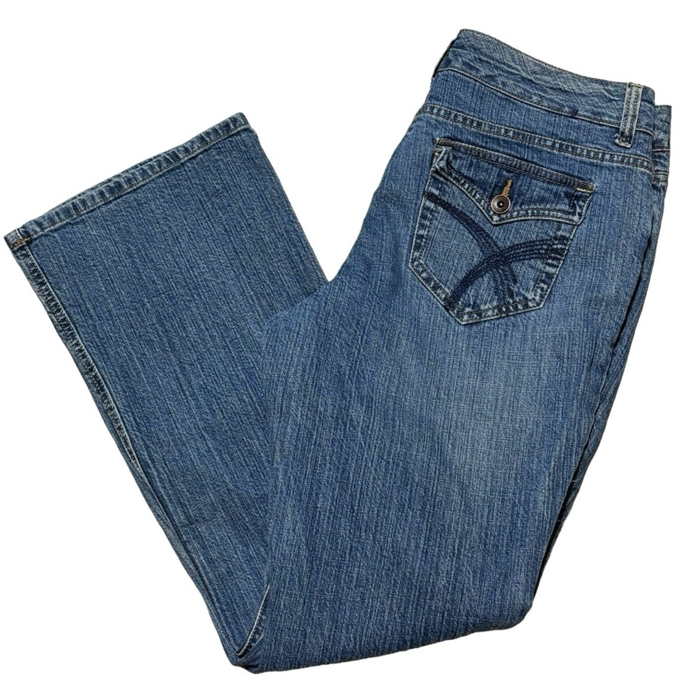 Apt 9 Womens Size 12‎ Flare Jeans Embroidered Flap Pocket Mid Rise Stretch 32x30